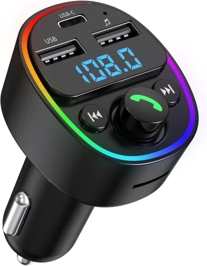 E82 TRANSMISOR FM BLUETOOTH CON CARGADOR 30W P/AUTO NEGRO