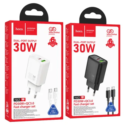 N63 CARGADOR DUAL PORT 30W NEGRO
