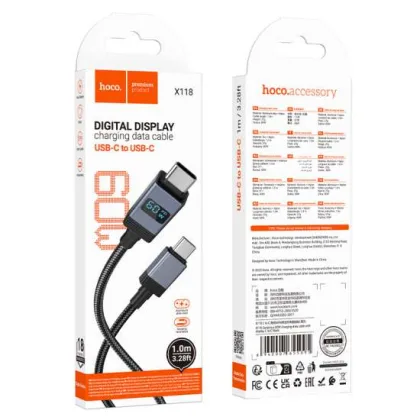 X118 5A GENEROUS CABLE CARGA RAPIDA USB A TC CON DISPLAY NEGRO