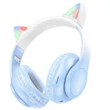 Vista 1 de W42 AURICULAR BLUETOOTH OREJAS DE GATO CRYSTAL BLUE
